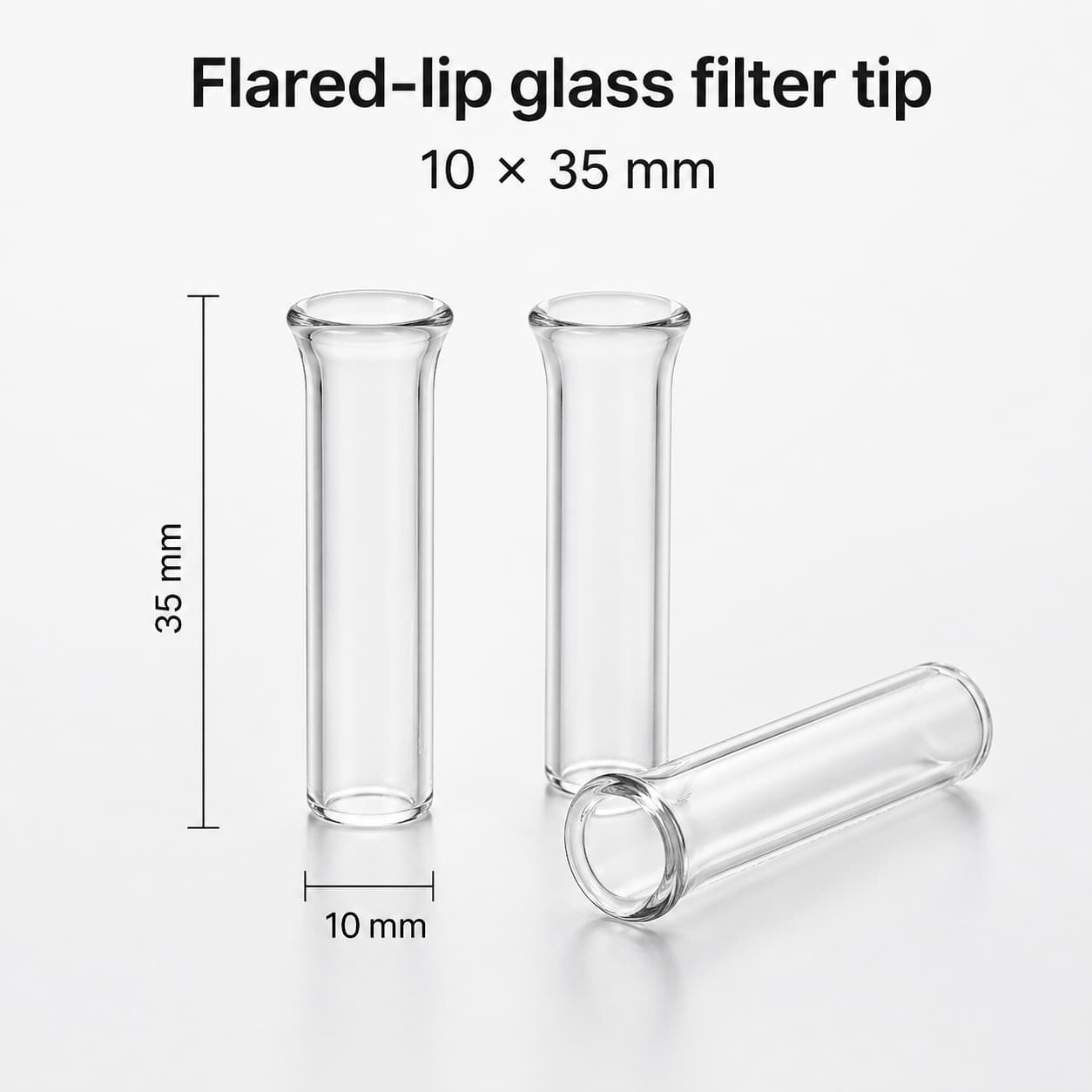 flared-lip glass filter tips 10mm